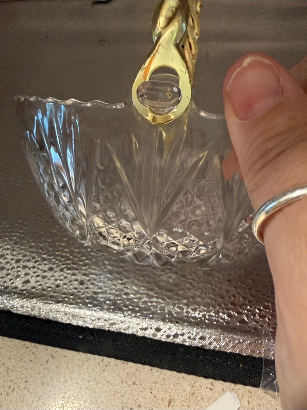 Vintage Mikasa Crystal Mini Basket Candy Dish